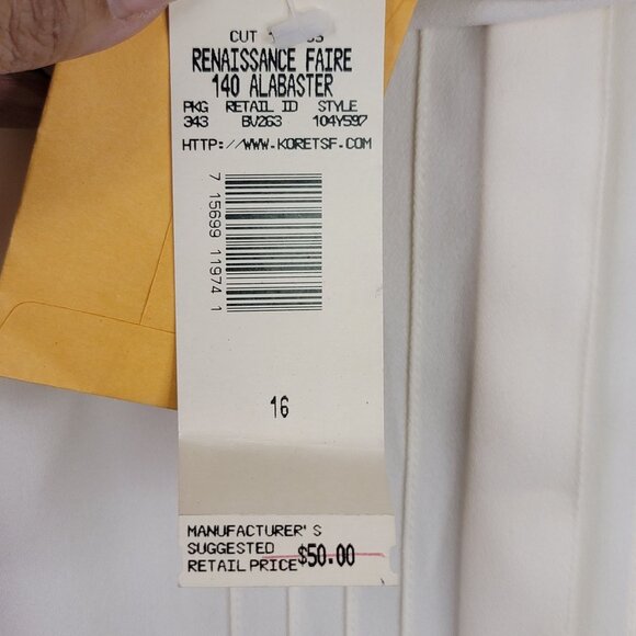 VTG Deadstock Koret Alabaster Embroidered Blouse Sz 16 Long Sleeve Renaissance - Picture 5 of 13